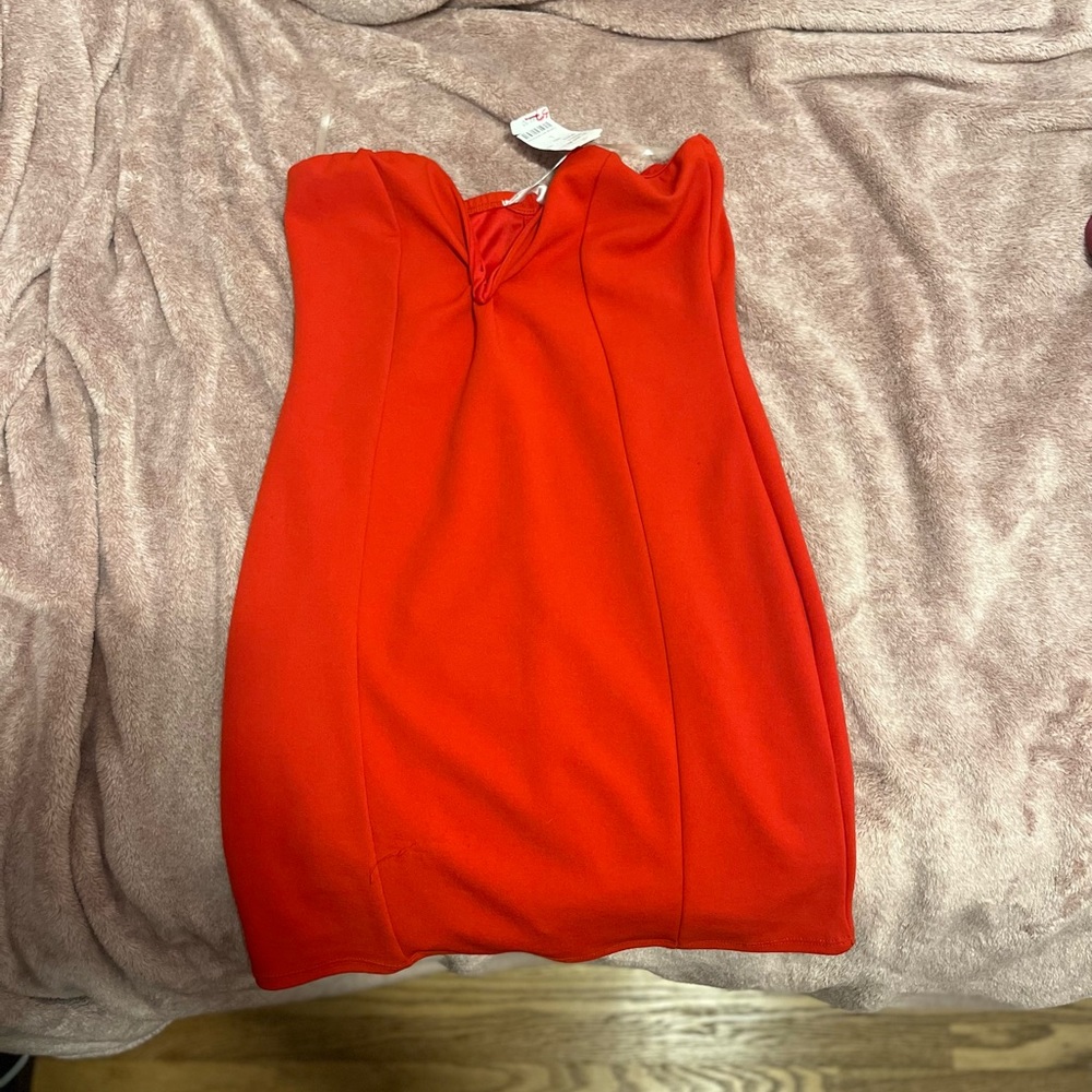 Room service red mini dress.